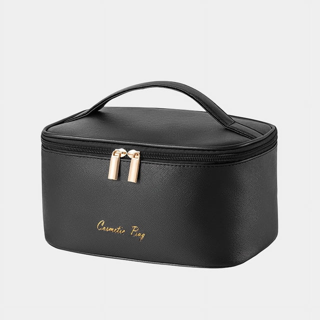 Bolsa de maquillaje de gran capacidad, cremalleras dobles, bolsa de maquillaje multifuncional, bolsa de almacenamiento de maquillaje de viaje