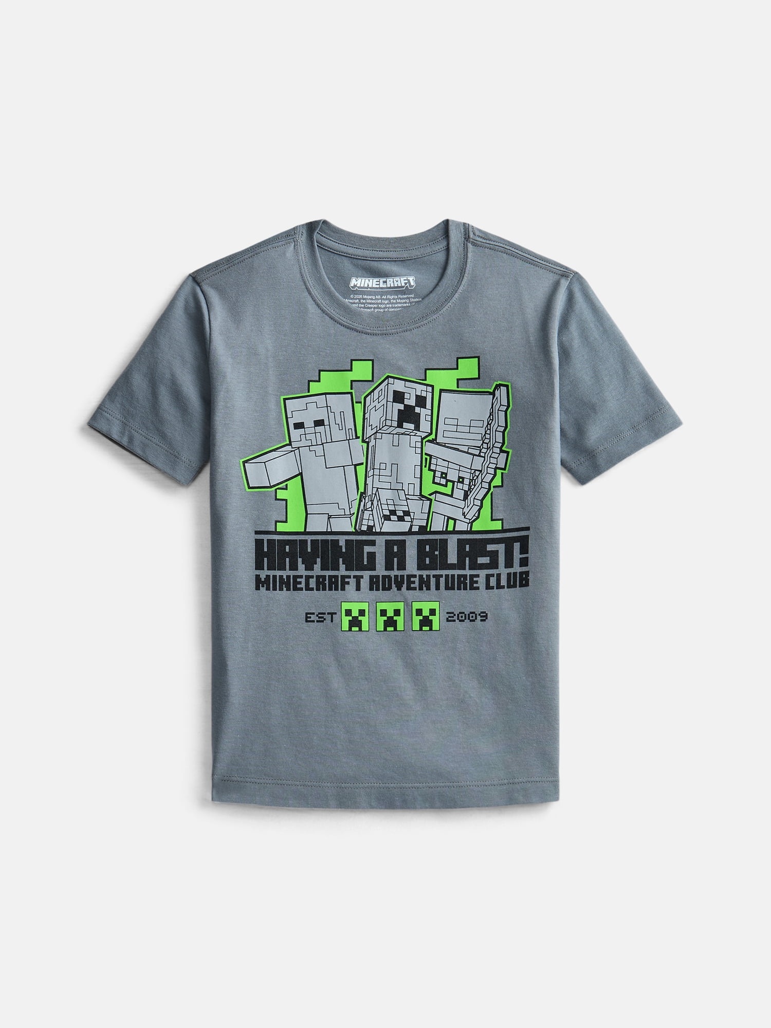 Minecraft Boys Crewneck Graphic Tee with Short Sleeves, 3-Pack, Sizes XS-2XL