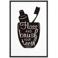 thumbnail image 3 of PixonSign Framed Canvas Print Wall Art Brush Teeth and Floss Phrase People Structure Typography Modern Art Decorative Elements Fun Black and White for Living Room, Bedroom, Office - 16"x24" Black, 3 of 5