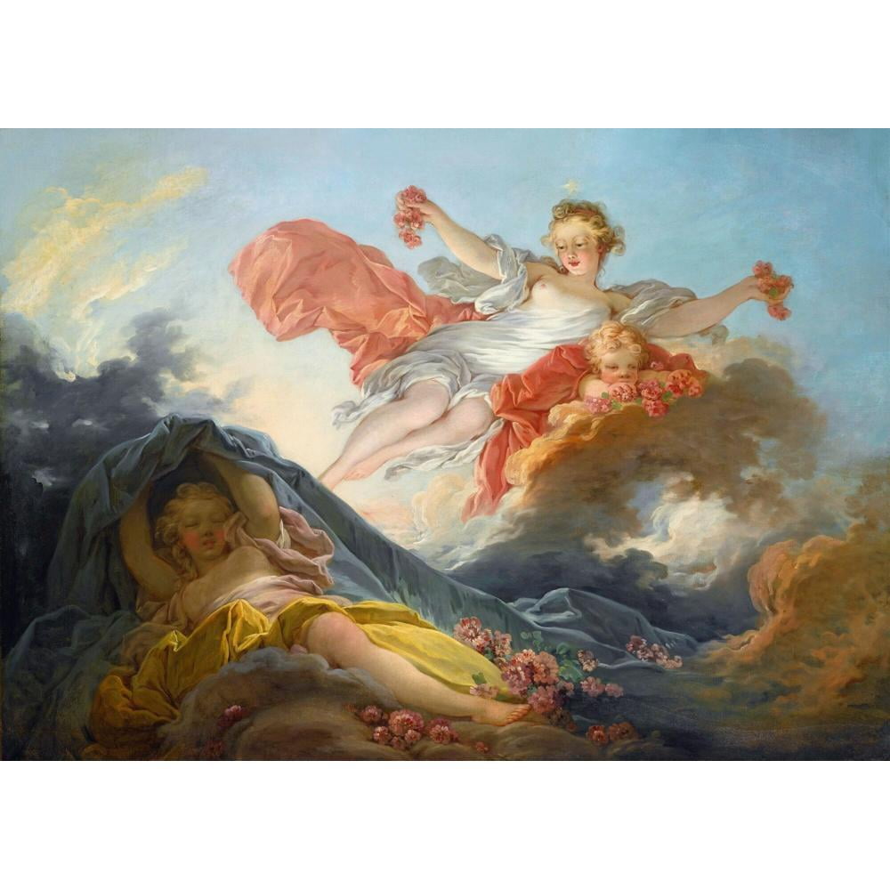 Jean-Honoré Fragonard 24x18 Black Modern Framed Museum Art Print Titled - The Goddess Aurora&nbsp;Triumphing Over Night