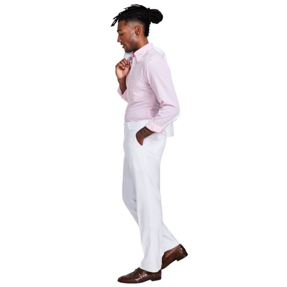 Tayion Mens Classic fit Dress Pants 40 / 30 White Solid