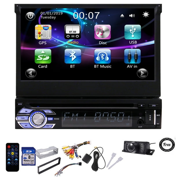 Rearview Camera Single DIN 1DIN Bluetooth Car Stereo 7 Inch Detachable Front Panel Capacitive