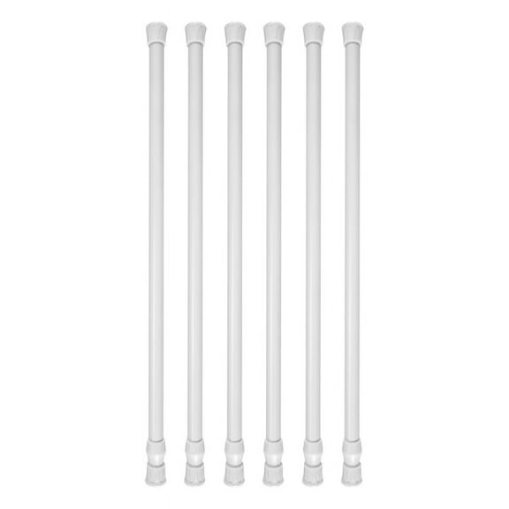 6 Pack Tension Rods, Adjustable Spring Cupboard Bars Rod Curtain Rods White