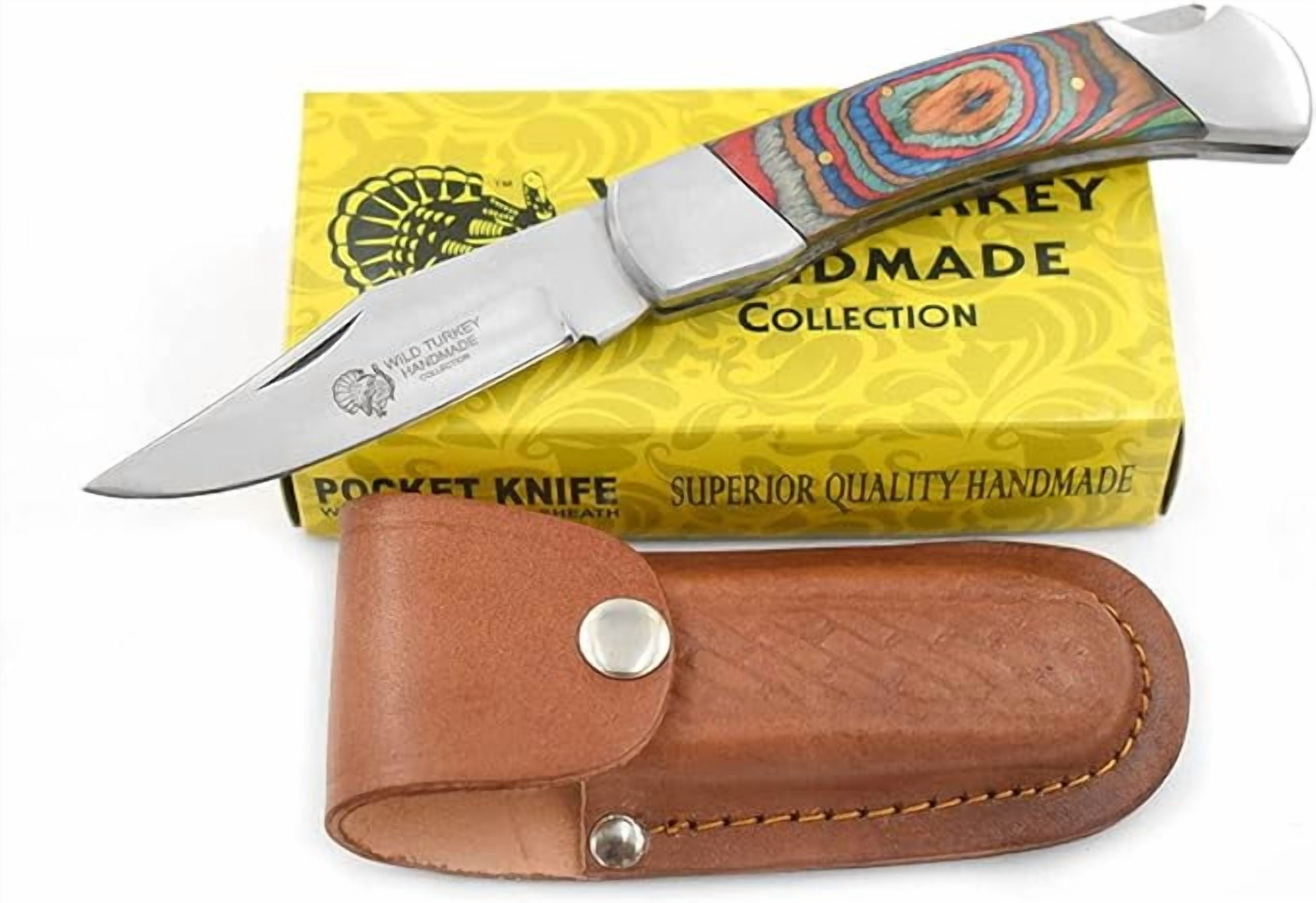 Wild Turkey Handmade Collection Everyday Carry Lock Back 4 inches Manual Folding Knife (Multi-Color)