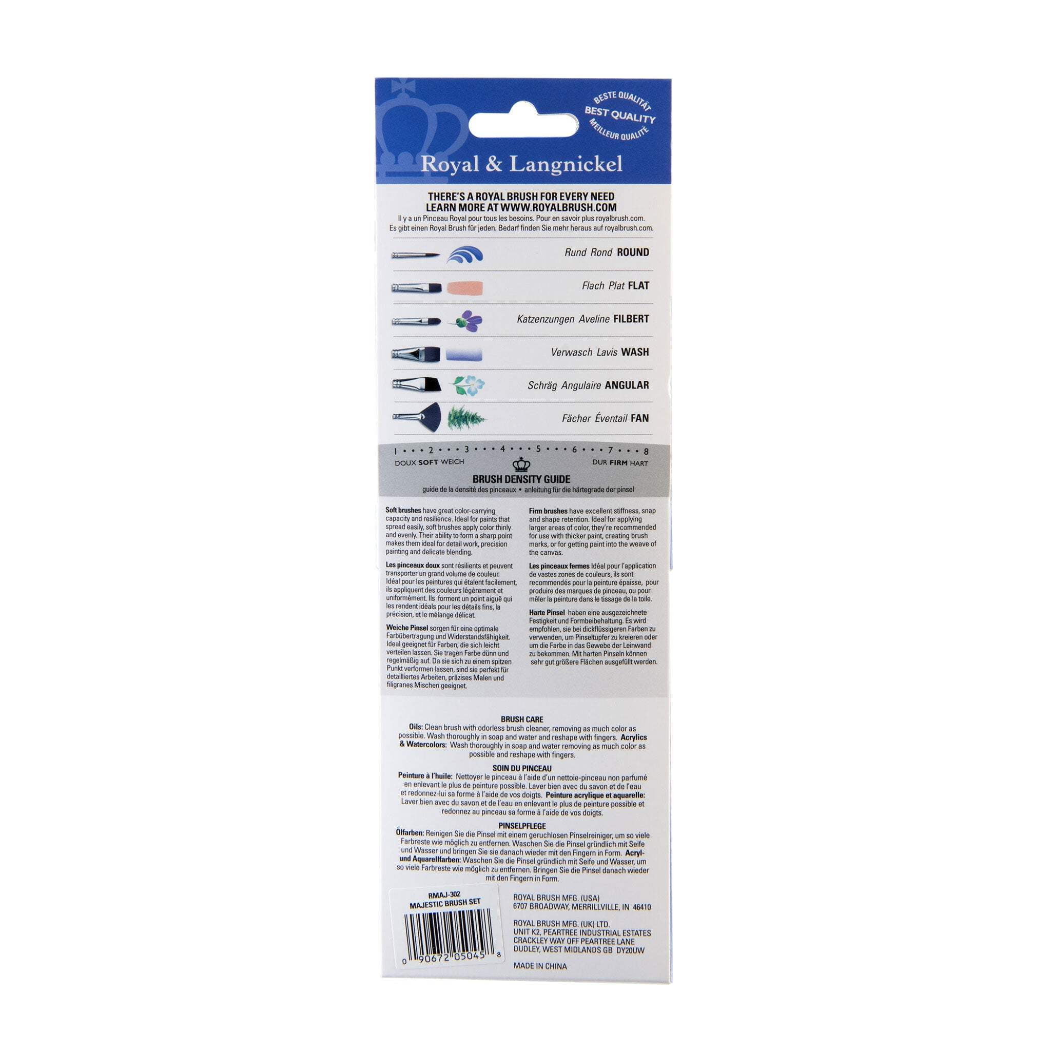 Royal & Langnickel Majestic™ Standard Handle 7pc Filbert & Oval Wash Brush Set