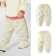thumbnail image 2 of Boys Pants,Boys Winter Thermal Down Pants with Adjustable Features for Outdoor Cold Weather Play and School Activities Comfort,Girls Pants,02 Beige,9-12 Months, 2 of 5