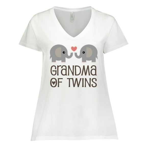 Inktastic Grandma of Twins for Grandmother Women's Plus Size V-Neck T-Shirt