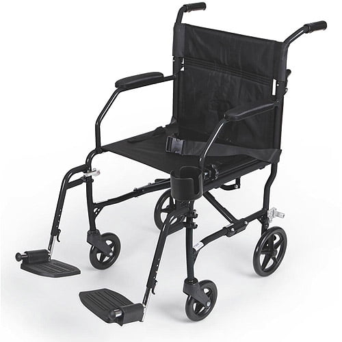 Medline Ultralight Transport Chair, 300 lb Weight Capacity, Black