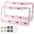 thumbnail image 2 of GZHJMY 2 Pcs License Plate Frame Pink Cats License Plate Cover Universal Aluminum US Car Tag Frame with 2 Holes and Screws for Front & Back License Plate Decorative, 2 of 7