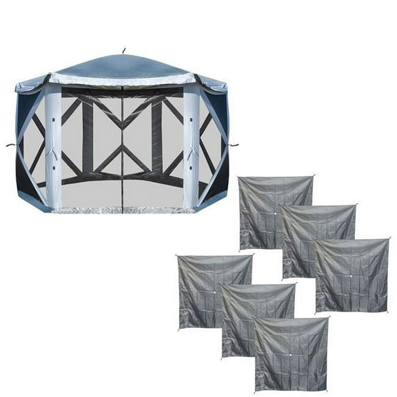 Buffalo Outdoor PUT11KIT 11 x 11 ft. Screened Pop Up Shade Tent with Solid Sides, White