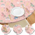thumbnail image 4 of Pink Cartoon Unicorn Rainbow Cloud Bird Pattern Round Fitted Tablecloth with Elastic Edge,Dining Table Cover Waterproof,Outdoor Round Tablecloth for Camping,Dining,Indoor and Outdoor, 4 of 7