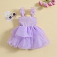 thumbnail image 3 of Fortune 1-6 Ans Fille une Ligne Robe Bambin Sans Manches Arc Tulle Robes Robe d'Anniversaire d'Été, 3 of 8