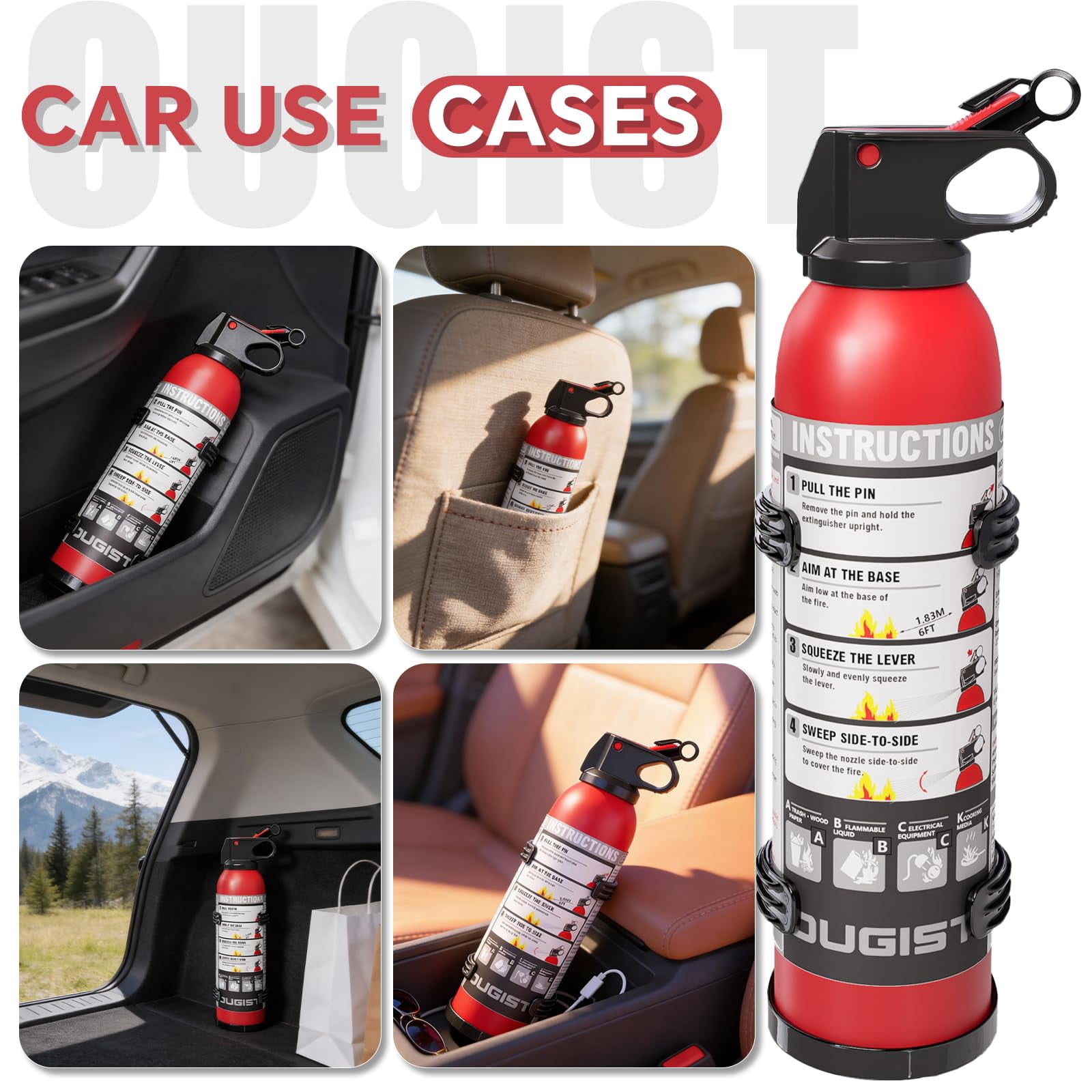 Ougist Dry Stop Fire Extinguishing Spray for Home & Car, 600g Portable Dry Chemical Fire Suppression Spray, For Kitchen Grease, Electrical, Vehicle & Garage Fires, Easy to Use, 2-Pack