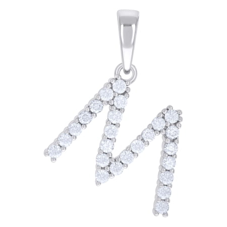 925 Sterling Silver Prong Set Moissanite Block Letter M Initial Pendant 0.79 CT