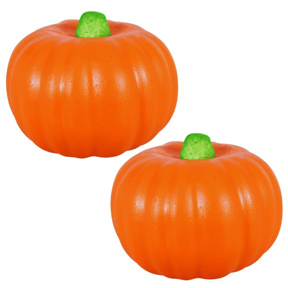 FSSTAM Orange Carvable Foam Pumpkins for Halloween Crafts, Halloween Artificial Round Pumpkin Decor, Centerpiece Table Wedding Decorations, Pack of 2(with Exclusive FSSTAM Booskie)