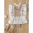 thumbnail image 2 of Seyurigaoka Baby Girls Summer Cute Romper, Sleeveless Round Neck Tie Knot Lace Patchwork Bodysuit, 2 of 9