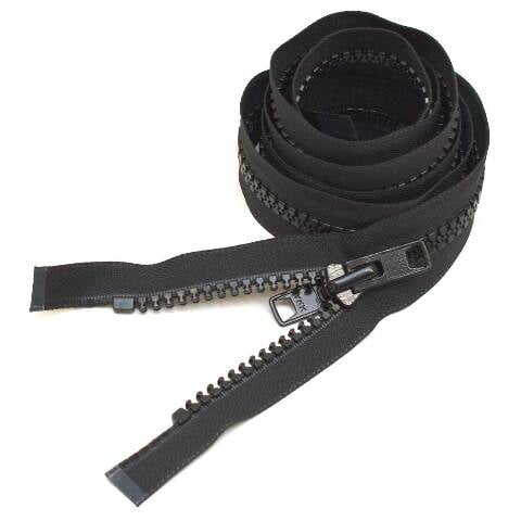 YKK Boat Separating Molded Tooth Zipper | Type 10V Black 72 Inch