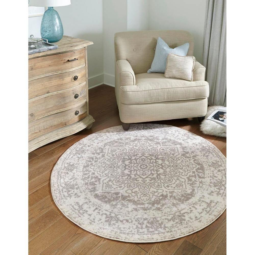 Arlington Collection Rug 3 Ft Round White MediumPile Rug