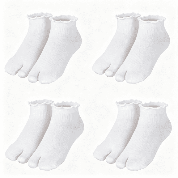 BESTSKY Tabi Socks, 4 Pairs Cotton Split Toe Socks Elastic Flop Sock for Women Men Unisex, Breathable Tabi Socks