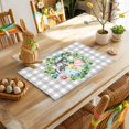 thumbnail image 4 of Happy Easter Placemats Set of 4, Spring Eggs Jugal Leaf Flower Floral Gray Plaid Heat Insulated Linen Place Mats, Washable Stain-Proof Table Mats for Dining Tables Holiday Decor 13x19 Inches, 4 of 9