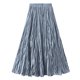 thumbnail image 1 of Falda plisada de corte A y cintura alta para mujer, de longitud media, con cintura elástica y bajo con volantes, para fiesta/baile, talla única para cinturas de 64 a 110 cm., 1 of 5