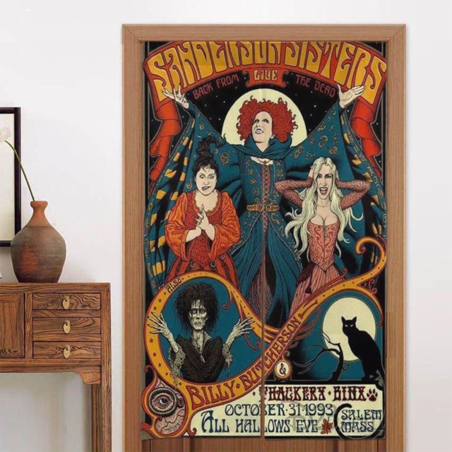 Cortina de puerta Hocus Pocus para entrada, cortina opaca con estampado de patrón, cortina divisoria de ambientes, tapiz para decoración del hogar, 34" de ancho x 56" de largo