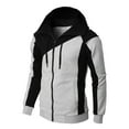 thumbnail image 3 of Jinda Men's Zip Up Hoodies Long Sleeve Lightweight Slim Fit Hooded Sweatshirt Drawstring Comfy Fashion Outerwear Light Grey 42, 3 of 4