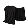 thumbnail image 2 of NominalSnug Womens Plus Size Pajamas Sets Cap Sleeve Sleepwear V Neck Loungewear High Waisted Shorts Cozy Homewear Pjs Set, 2 of 8