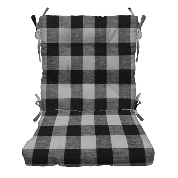 Rsh Décor Indoor Outdoor Tufted High Back Chair Cushion Black Buffalo Plaid Com - Black And White Check Patio Chairs