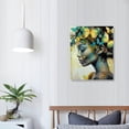 thumbnail image 4 of JEUXUS  Modern African American WaLL Art,Black Girl with Flowers Butterfly Head Painting, Woman Portrait Canvas Print Artwork for Home Bedroom Bathroom Living Room Decor  16x20 in, 4 of 5