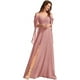 thumbnail image 5 of Vestidos de dama de honor de gasa con cuello en V y tirantes finos personalizados, vestidos formales de dama de honor fruncidos con hombros descubiertos y mangas, 5 of 5