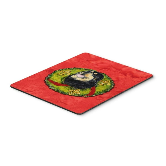 "Tibetan Mastiff Cristmas Wreath Mouse Pad Hot Pad or Trivet"
