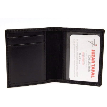 - Black Cow Leather Front Pocket Bifold Wallet Window ID Holder Student Card Case