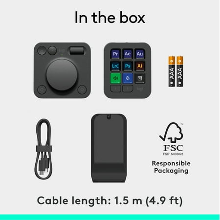 Logitech - MX Creative Console Programmable Keypad with 9 Customizable Keys & Control Dial for Graphic Design, Video Editing, more - Graphite