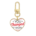 thumbnail image 1 of You Changed My World Valentine's Day Gold Heart Keychain Metal Keyring Holder, 1 of 3