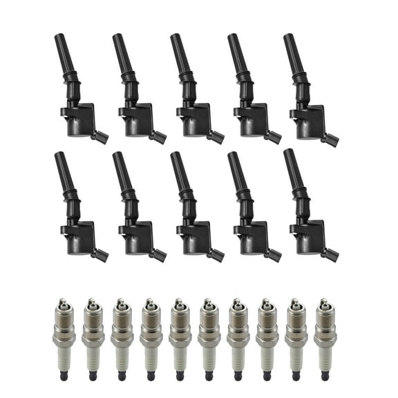 Set of 10 ISA Brand Ignition Coils and Spark Plugs Compatible with 2006 2007 2008 2009 Ford E-250 4.6L V8 Replacement for DG508