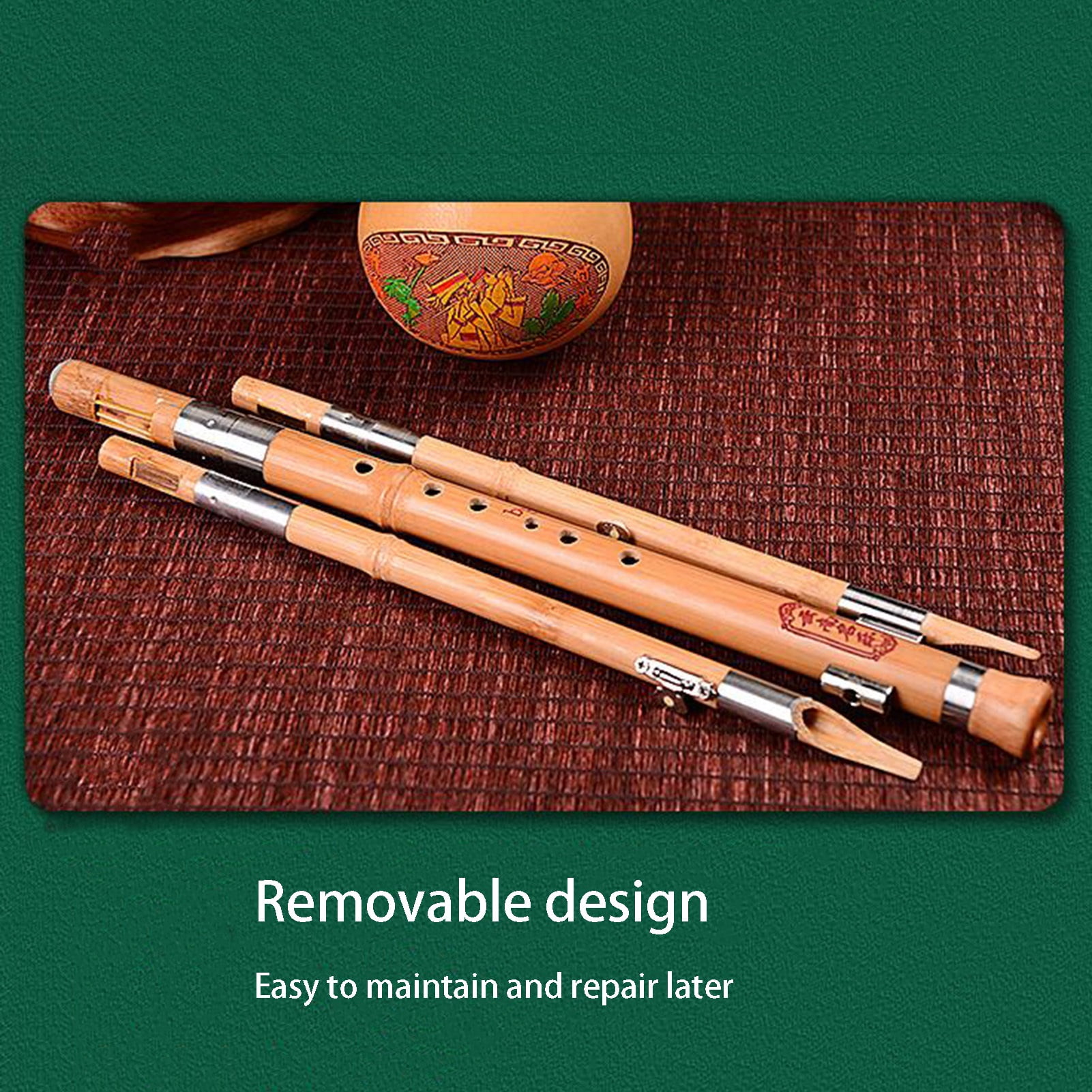 Professional Chinese Bamboo Cucurbit Hulusi Handmade Hulusi Flute Ethnic Musical Wind Instruments, for Beginner Music Lovers
