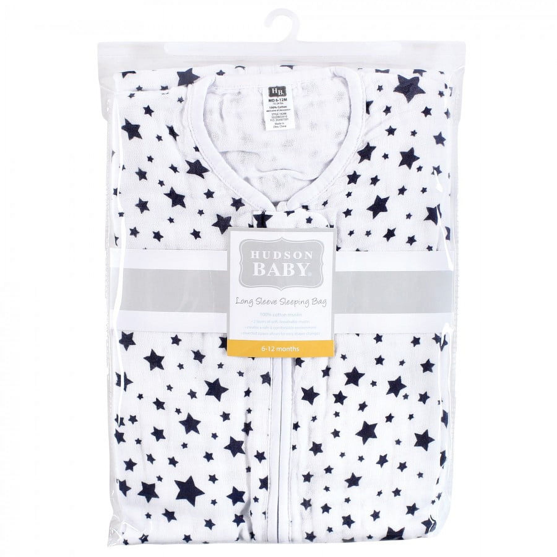 Hudson Baby Infant Boy Long Sleeve Muslin Sleeping Bag, Wearable Blanket, Sleep Sack, Navy Star, 18-24 Months