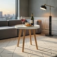thumbnail image 6 of Demi Bonn Round Coffee Table, End Table, Round Side Sofa Coffee Table with Wooden Tray, for Living Room, Bedroom, White, 6 of 9