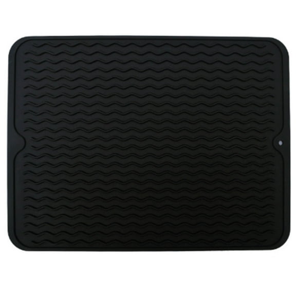 Sink Mat 40x30cm Silicone Raised Edges Wavy Shape Sink Drain Pad for Kitchen Bathroom