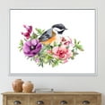 thumbnail image 2 of Designart 'Cute Bird In Purple and Pink Flowers' Traditional Framed Canvas Wall Art Print, 2 of 5