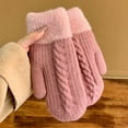 thumbnail image 2 of HNMKIU Double Layer Winter Knitted Mittens Soft Thermal Insulated Windproof Cold Weather Gloves for Extreme Warmth Pink,One Size, 2 of 3