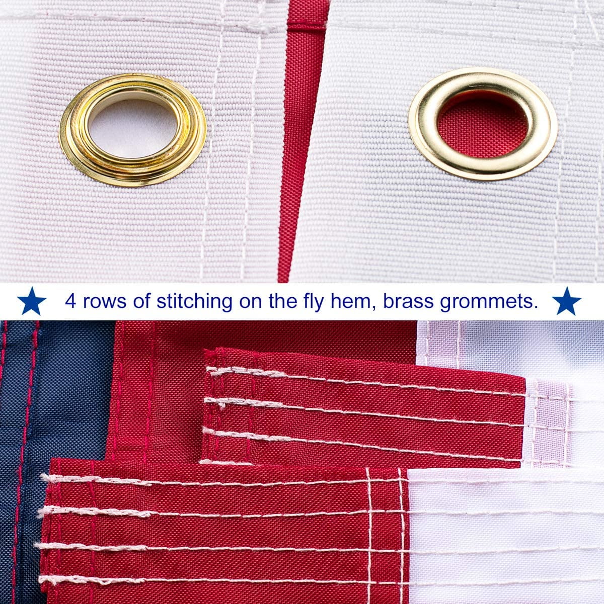 FRF 4' x 6' US American Flag 4x6 foot Heavy Duty Nylon US Flags with Embroidered Stars, Stitched Stripes and Brass Grommets