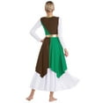 thumbnail image 2 of Doomiva Liturgical Dance Dresses for Women Color Block Praise Dance Dress Asymmetrical Worship Tunic Brown&Green S, 2 of 7
