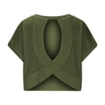 thumbnail image 7 of Lcziwo Open Back Top for Women Oversized Backless Short Sleeve Shirts Athletic Workout Running Y2K Crop Tees Army Green,XL, 7 of 7