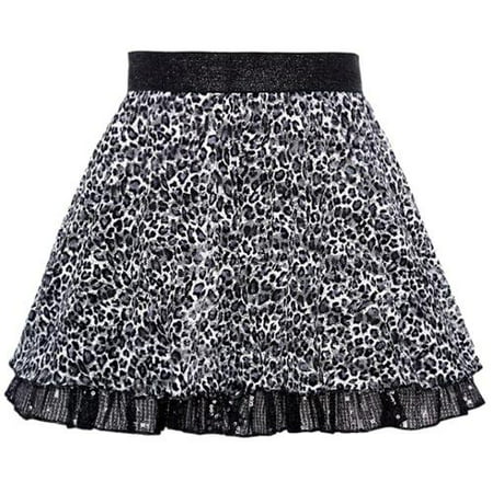 Lipstik - Little Girls Black Grey Leopard Print Sequin Edge Trendy ...