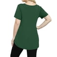 thumbnail image 4 of Mlqidk Plus Size T Shirts for Women Dressy Casual Going Out Tops Short Sleeve Crew Neck Solid Color T-Shirt 4x-5x Tunic Tops Dark Green XL, 4 of 5