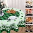 thumbnail image 3 of St. Patricks Day Tablecloth Round 60 Inch Green Irish Shamrock Table Cloths Circle Clover Buffalo Plaid Table Cover Washable Wipeable Polyester Tabletop for Dining Kitchen Picnic Party Decor, 3 of 6