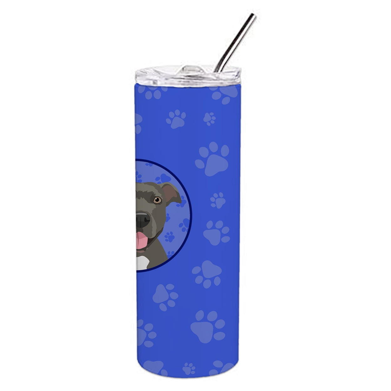 Carolines Treasures WDK1142TBL20 Pit Bull Blue Design3  Stainless Steel 20 oz Skinny Tumbler Blue 20 oz multicolor