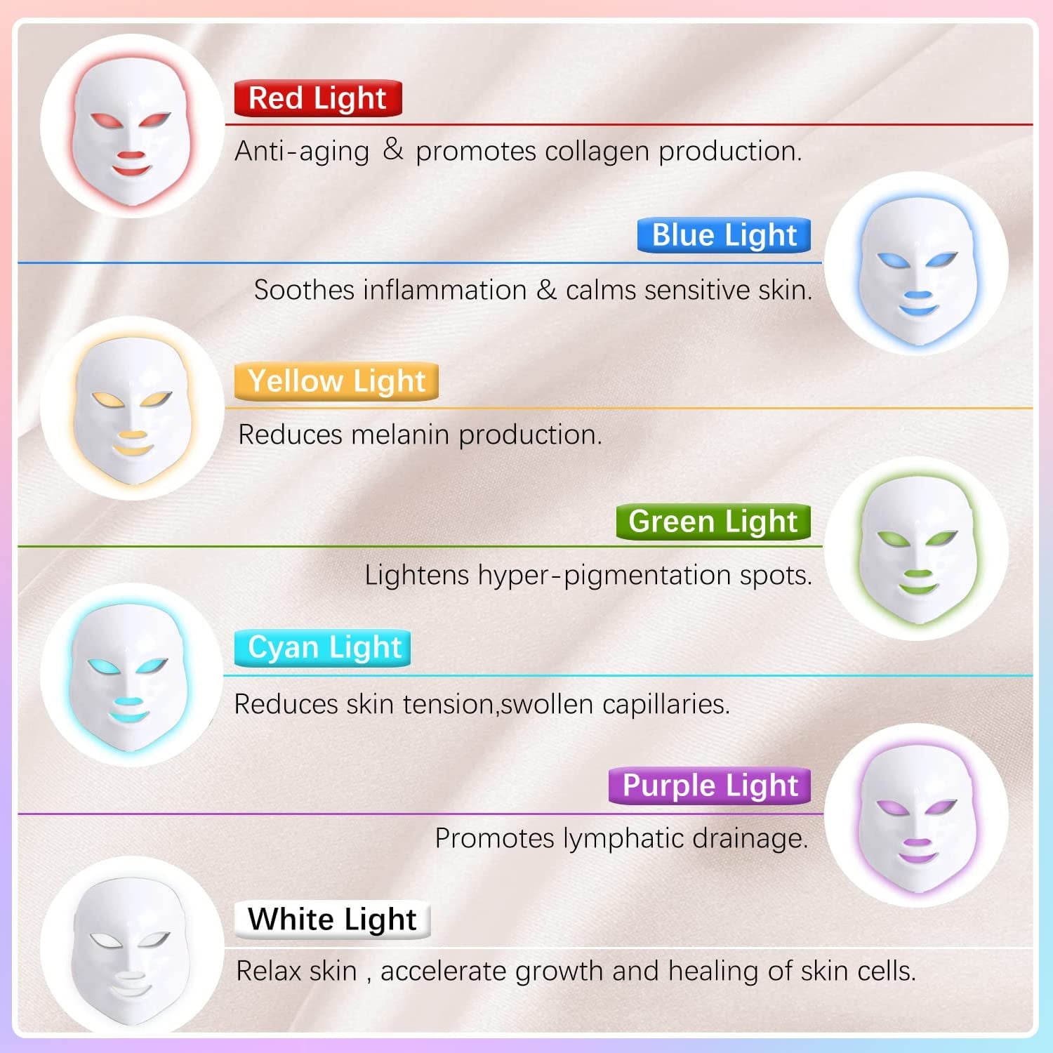 SUWU Plug-In LED Seven-Color Face Care Face Mask 7-Color LED Face And Neck Care Mask